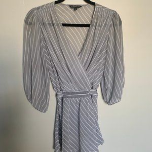 Grey Striped Blouse M